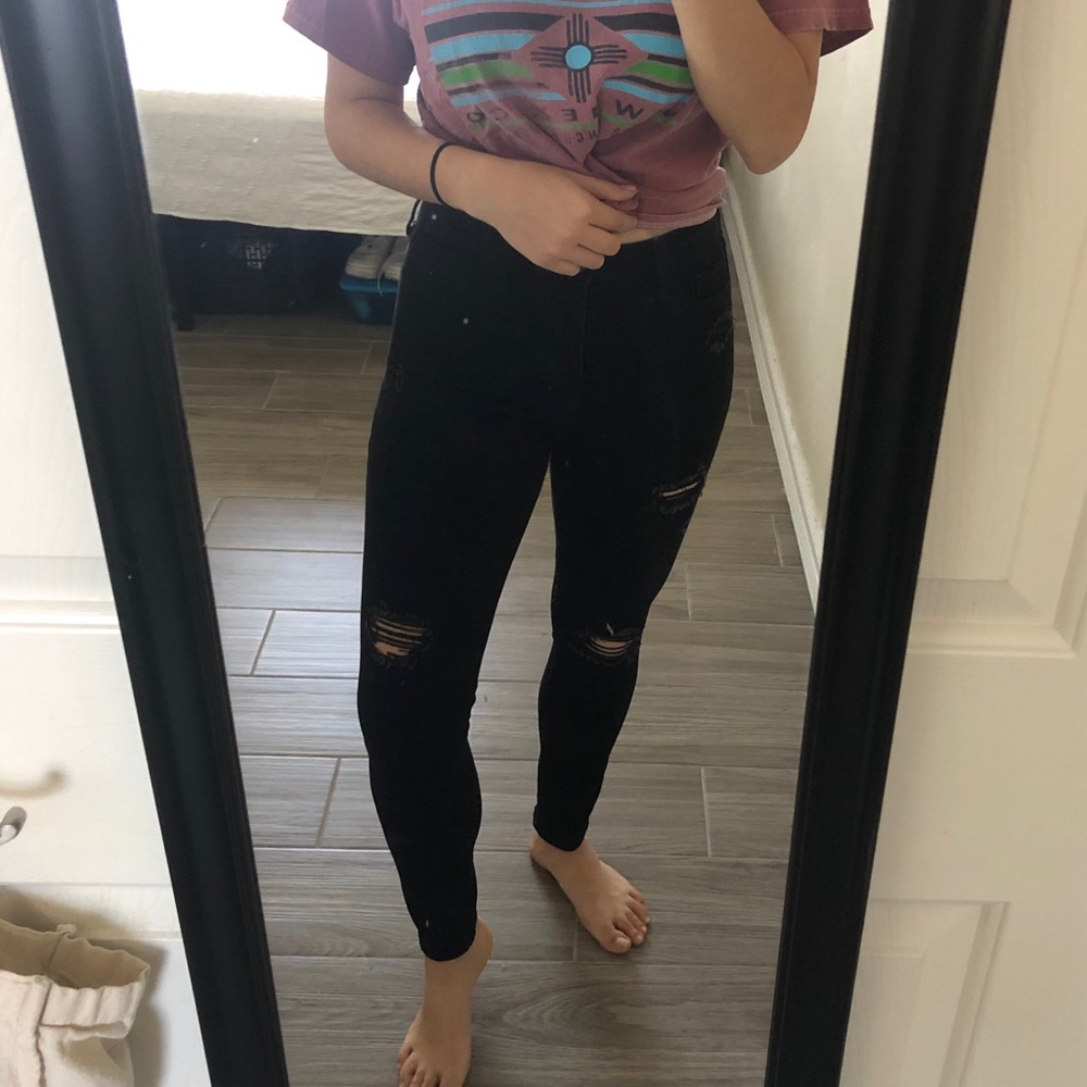Hollister black distressed denim